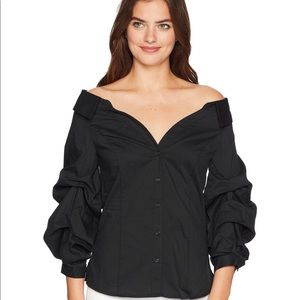 Off-the-shoulder Gathered Sleeve Blouse